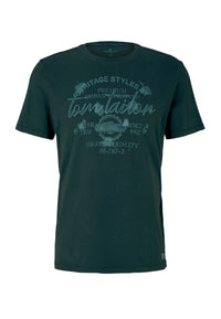Tom Tailor Print T-Shirt mit Rundhalsausschnitt im Used Look