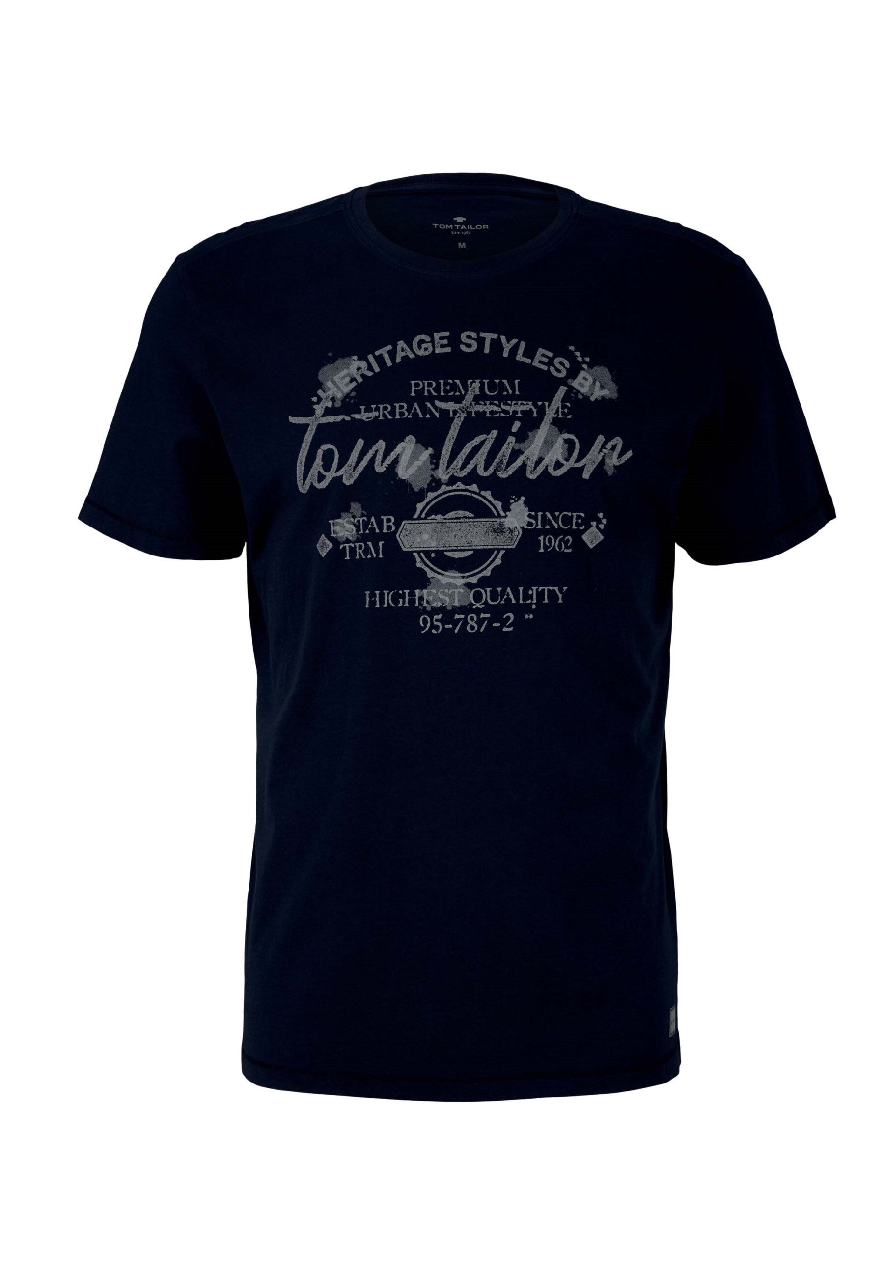 Tom Tailor Print T-Shirt mit Rundhalsausschnitt im Used Look