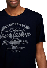 Tom Tailor Print T-Shirt mit Rundhalsausschnitt im Used Look