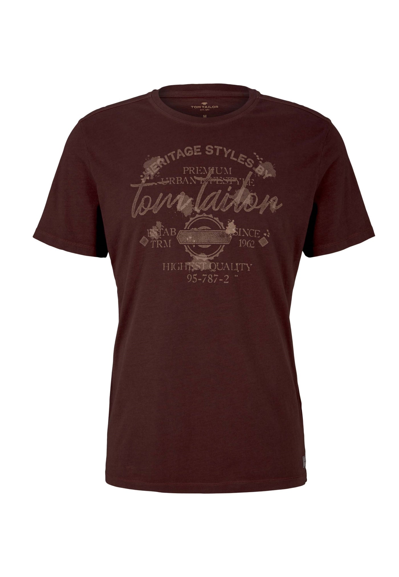 Tom Tailor Print T-Shirt mit Rundhalsausschnitt im Used Look