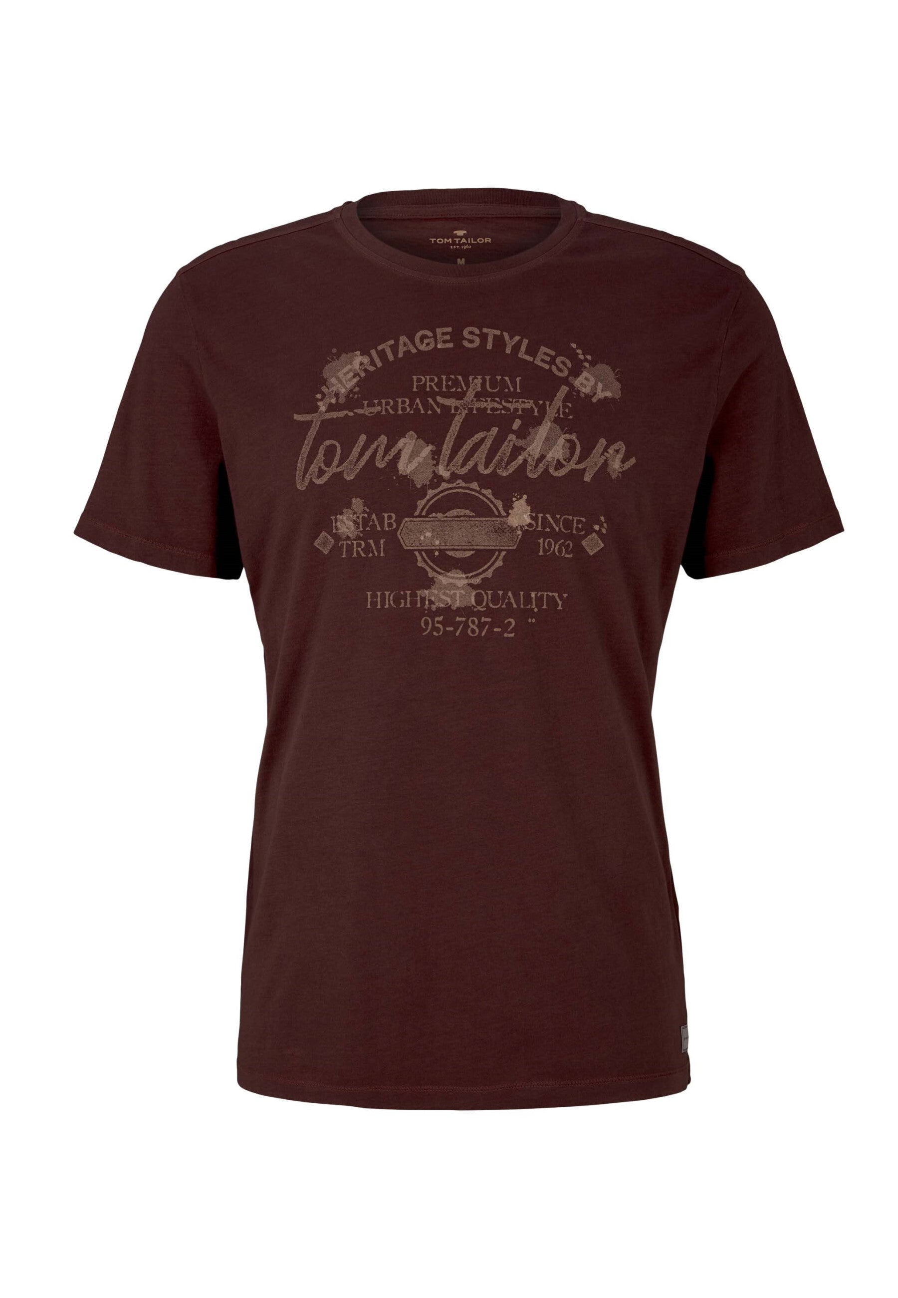 Tom Tailor Print T-Shirt mit Rundhalsausschnitt im Used Look