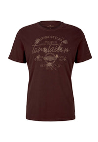 Tom Tailor Print T-Shirt mit Rundhalsausschnitt im Used Look
