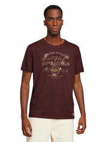 Tom Tailor Print T-Shirt mit Rundhalsausschnitt im Used Look