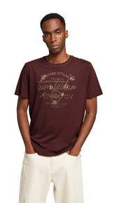 Tom Tailor Print T-Shirt mit Rundhalsausschnitt im Used Look