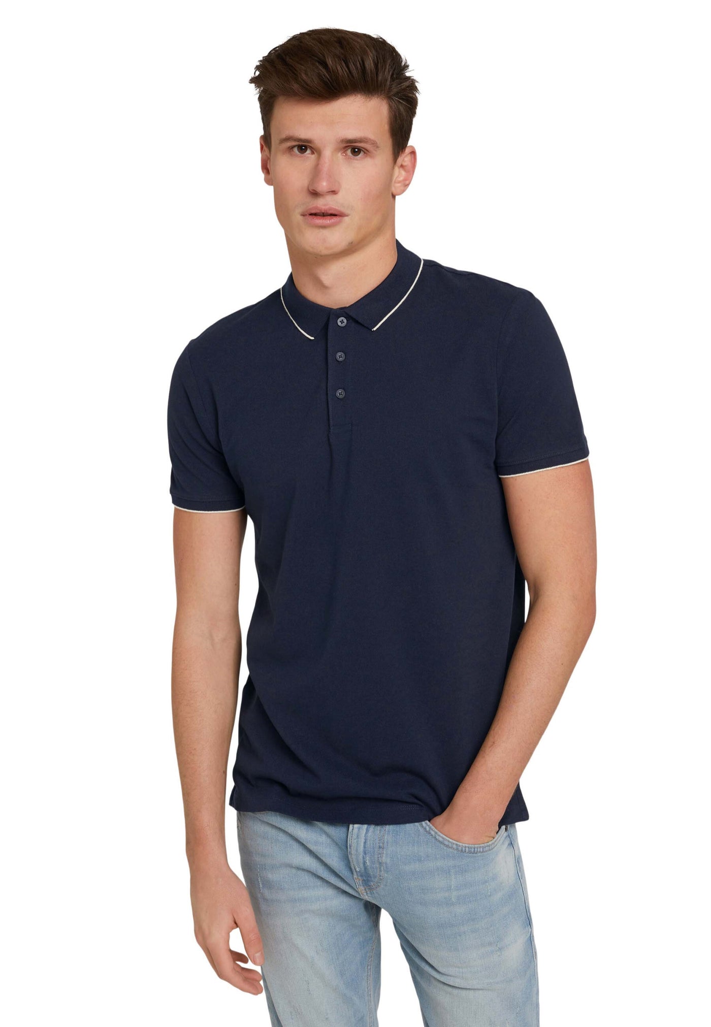 Tom Tailor Denim Male Shirt mit Polokragen und Knopfleiste