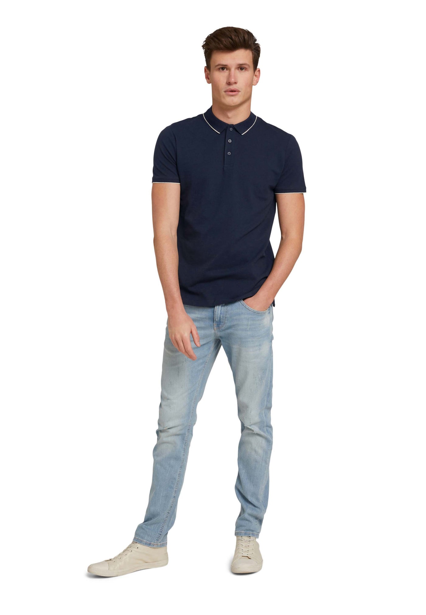 Tom Tailor Denim Male Shirt mit Polokragen und Knopfleiste