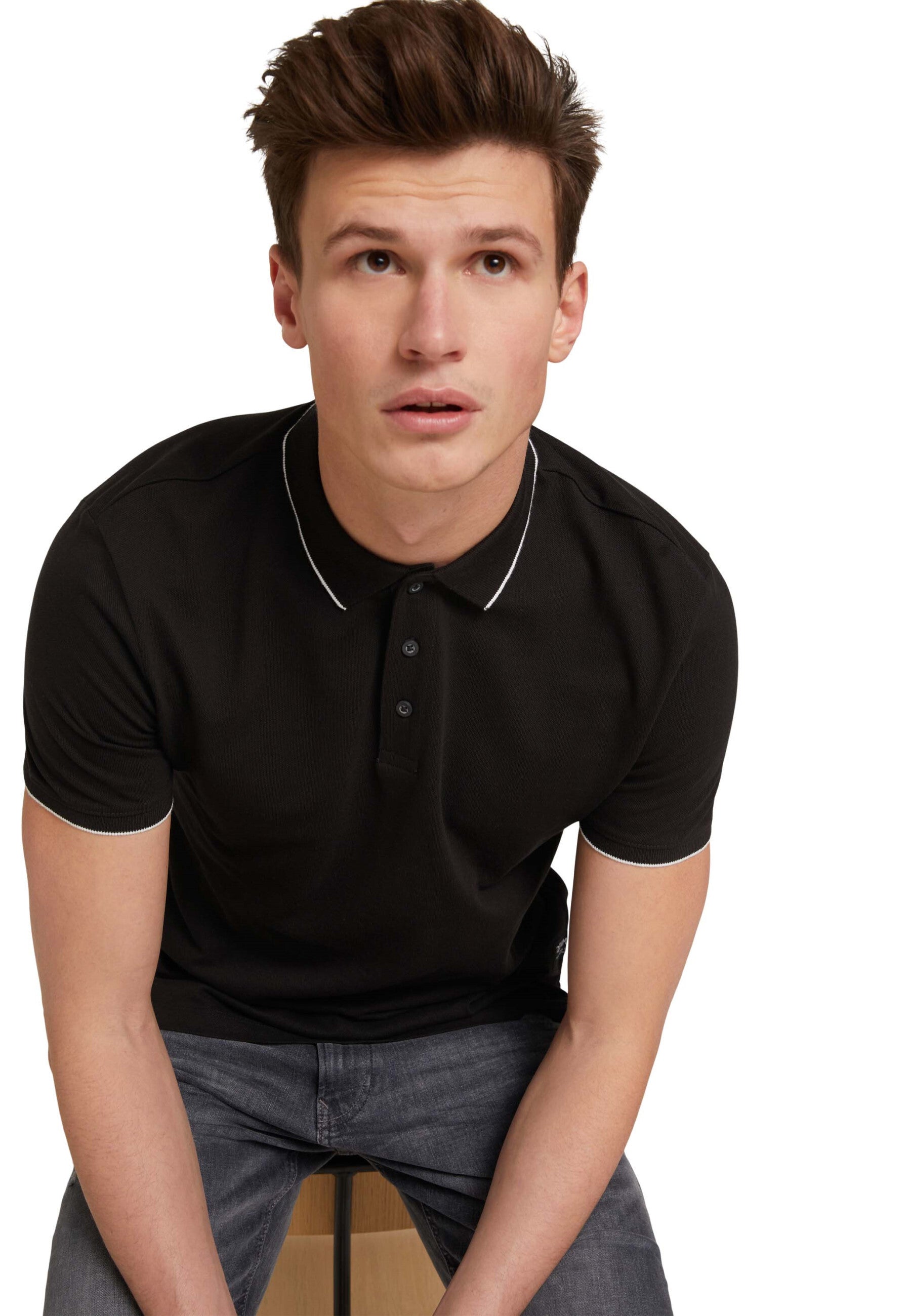 Tom Tailor Denim Male Shirt mit Polokragen und Knopfleiste