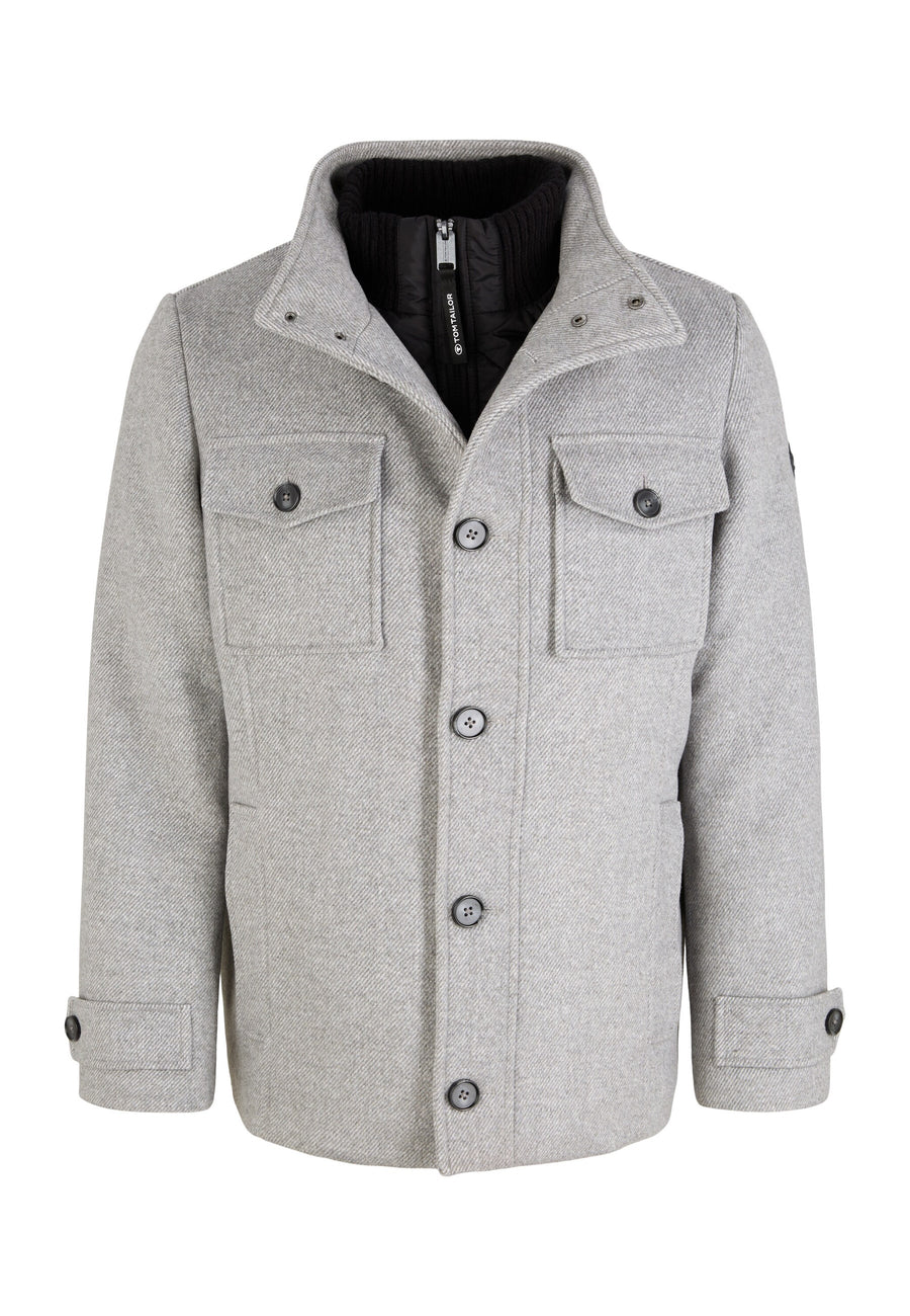 Tom Tailor Winterjacke mit eingesetztem Stehkragen, Knopfleiste und seitlichen Eingrifftaschen