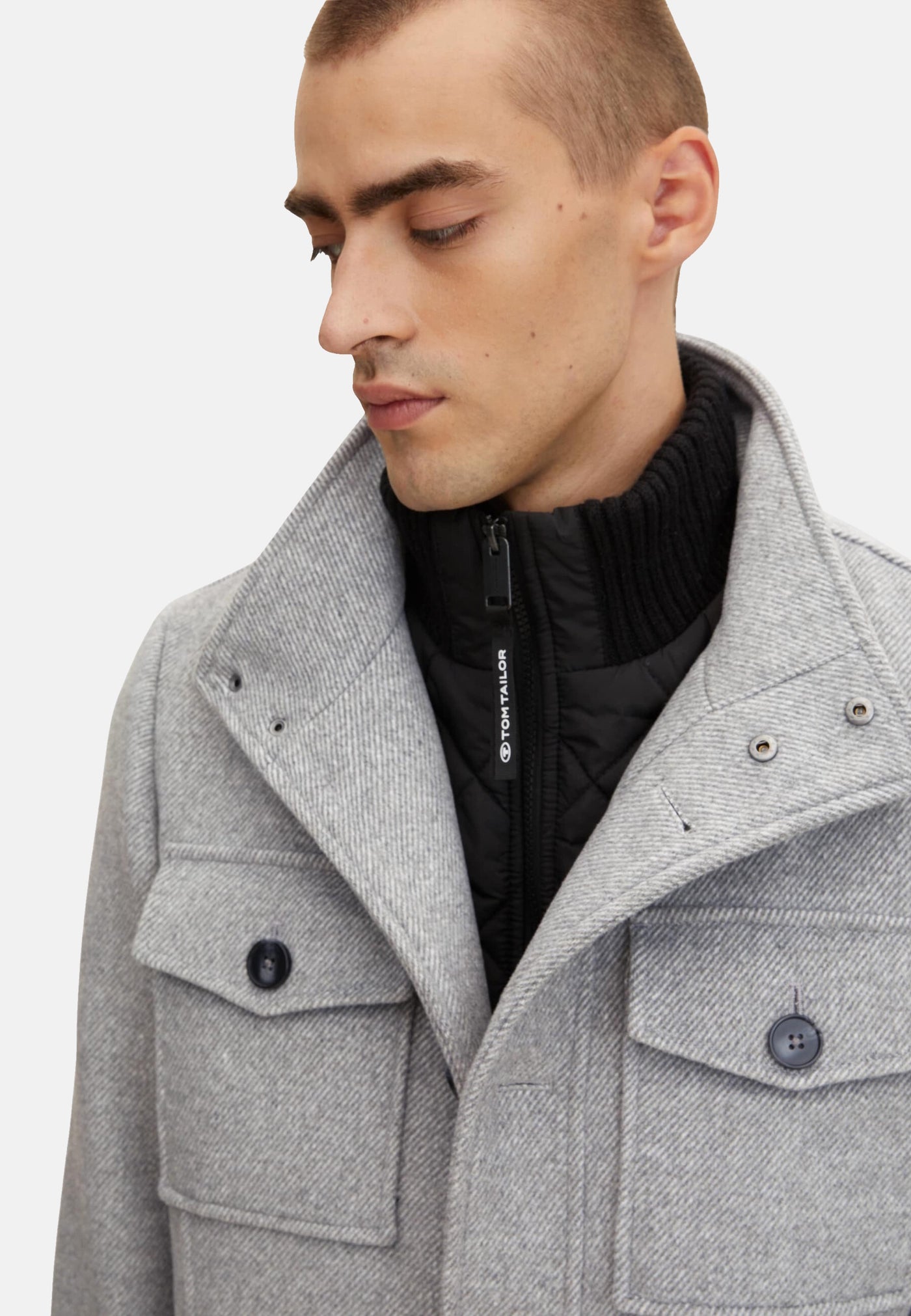 Tom Tailor Winterjacke mit eingesetztem Stehkragen, Knopfleiste und seitlichen Eingrifftaschen
