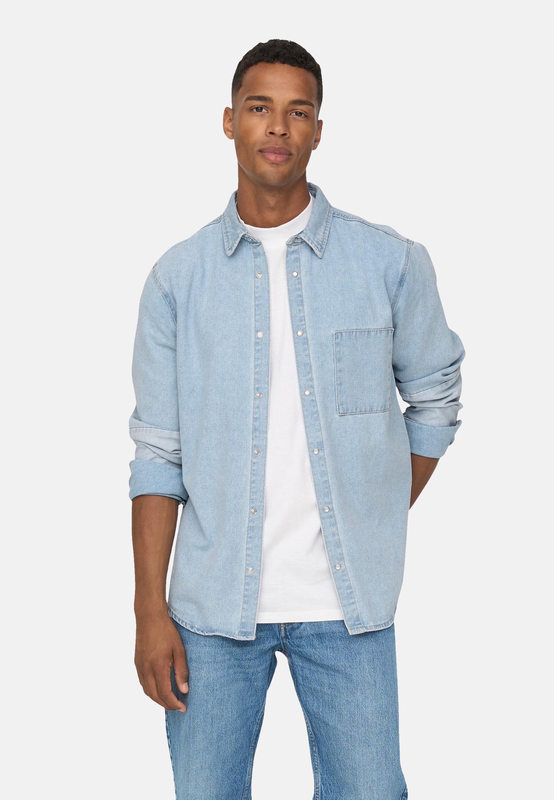 Only & Sons Langarmhemd STORM mit Kentkragen und aufgesetzter Brusttasche in Regular Fit