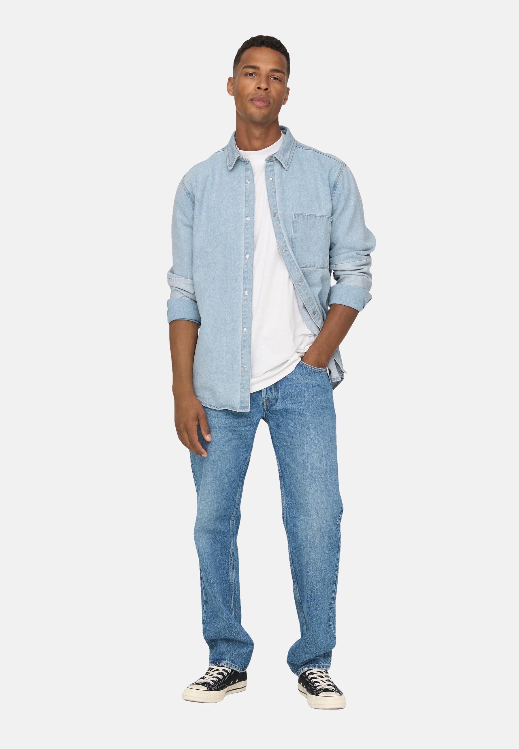 Only & Sons Langarmhemd STORM mit Kentkragen und aufgesetzter Brusttasche in Regular Fit