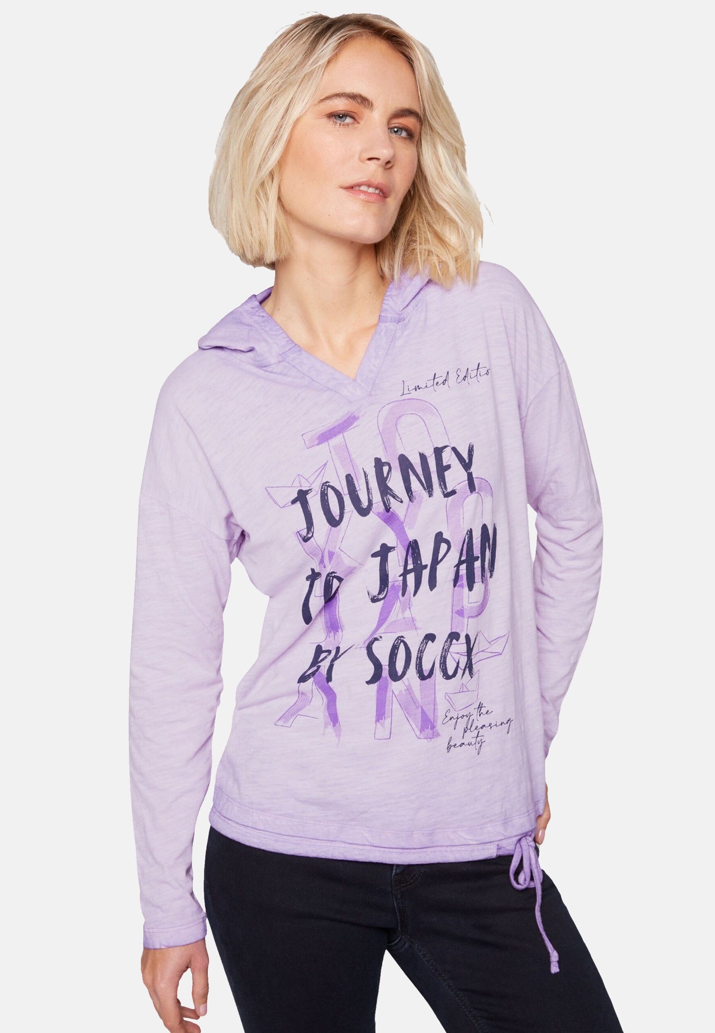 Soccx Konnichiwa Longsleeve mit Kapuze