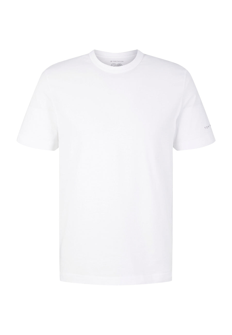 Tom Tailor Unifarbenes Kurzarm T-Shirt mit Rundhalsausschnitt und dezentem Label-Print