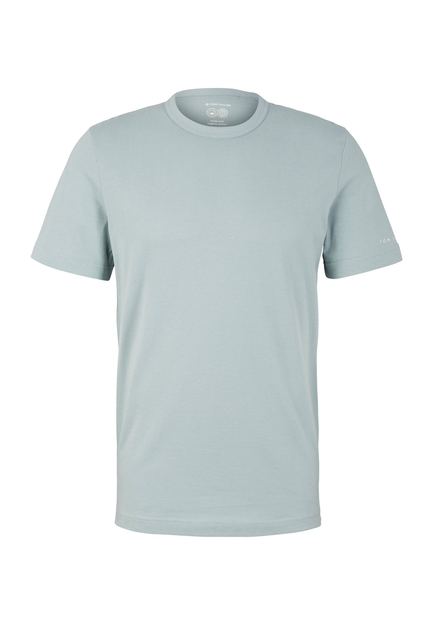 Tom Tailor Unifarbenes Kurzarm T-Shirt mit Rundhalsausschnitt und dezentem Label-Print