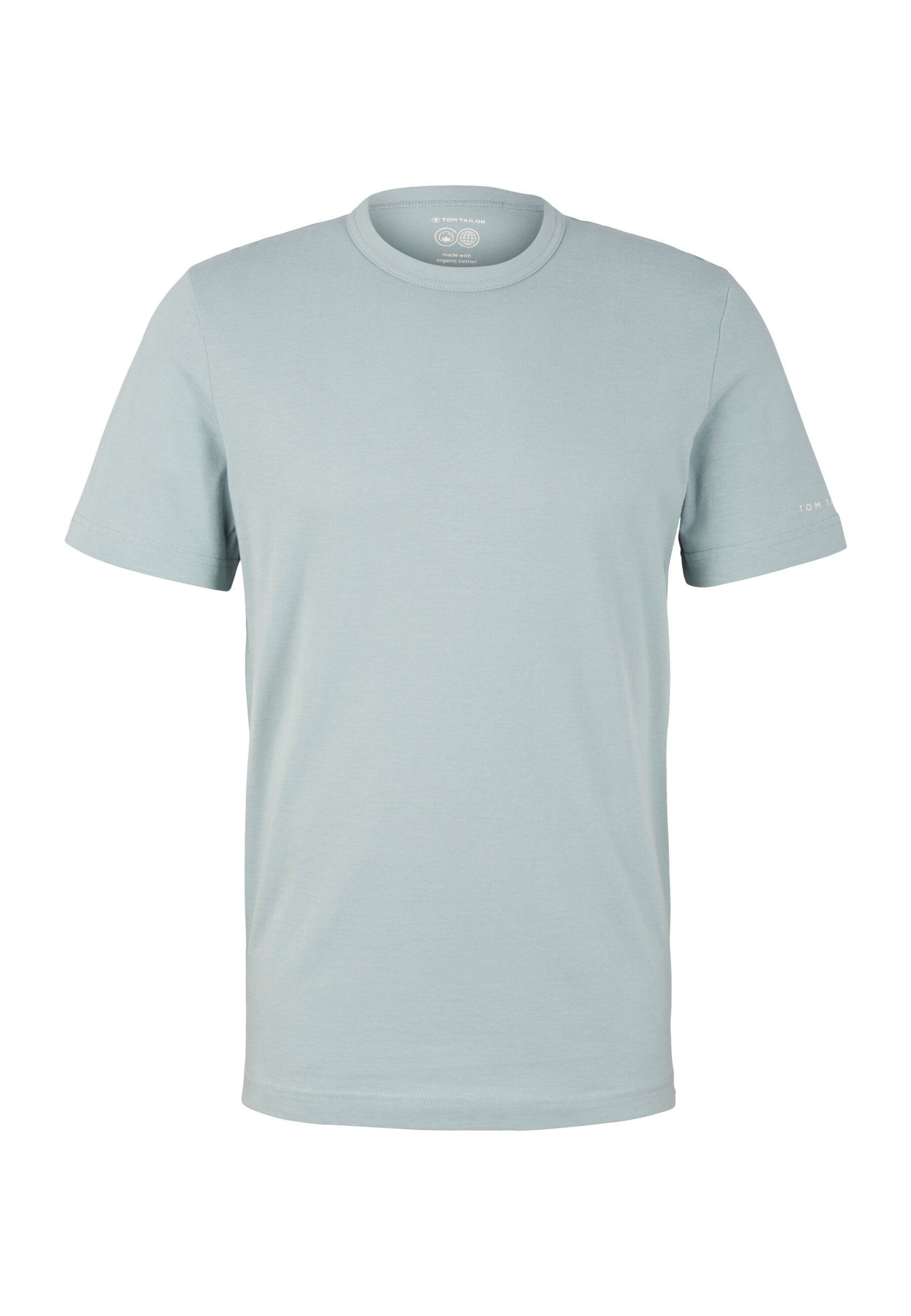 Tom Tailor Unifarbenes Kurzarm T-Shirt mit Rundhalsausschnitt und dezentem Label-Print