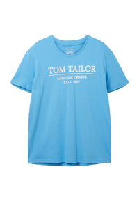 Tom Tailor Unifarbenes Kurzarm T-Shirt mit Rundhalsausschnitt und Label-Print