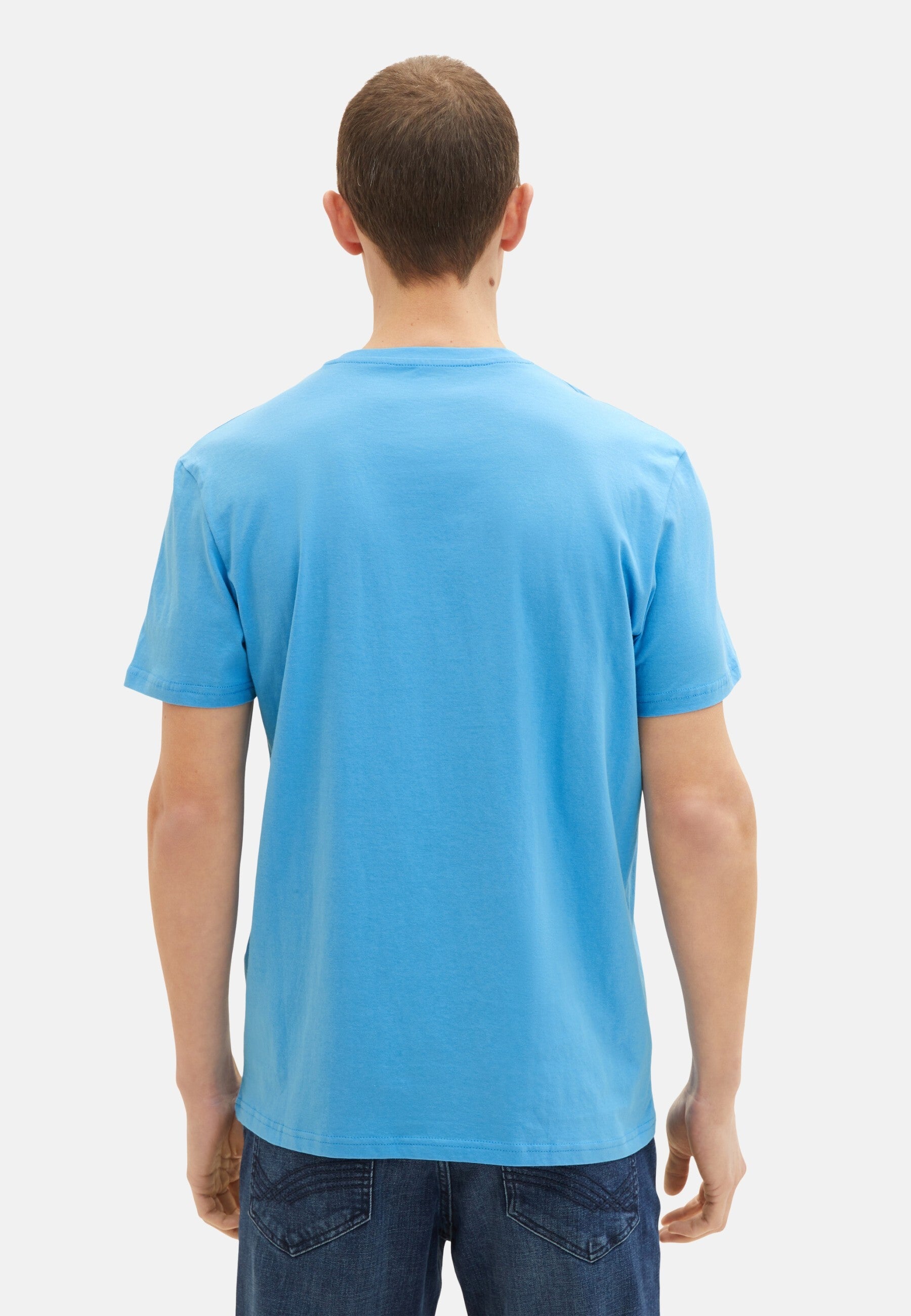 Tom Tailor Unifarbenes Kurzarm T-Shirt mit Rundhalsausschnitt und Label-Print