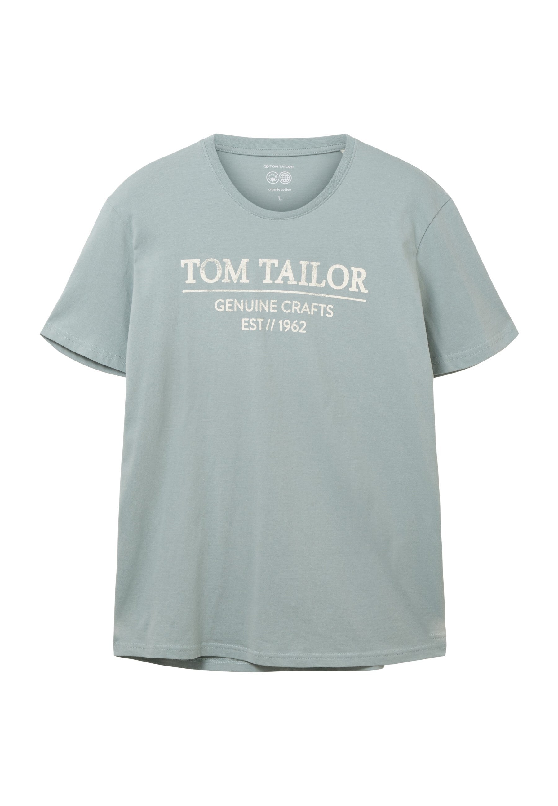 Tom Tailor Unifarbenes Kurzarm T-Shirt mit Rundhalsausschnitt und Label-Print