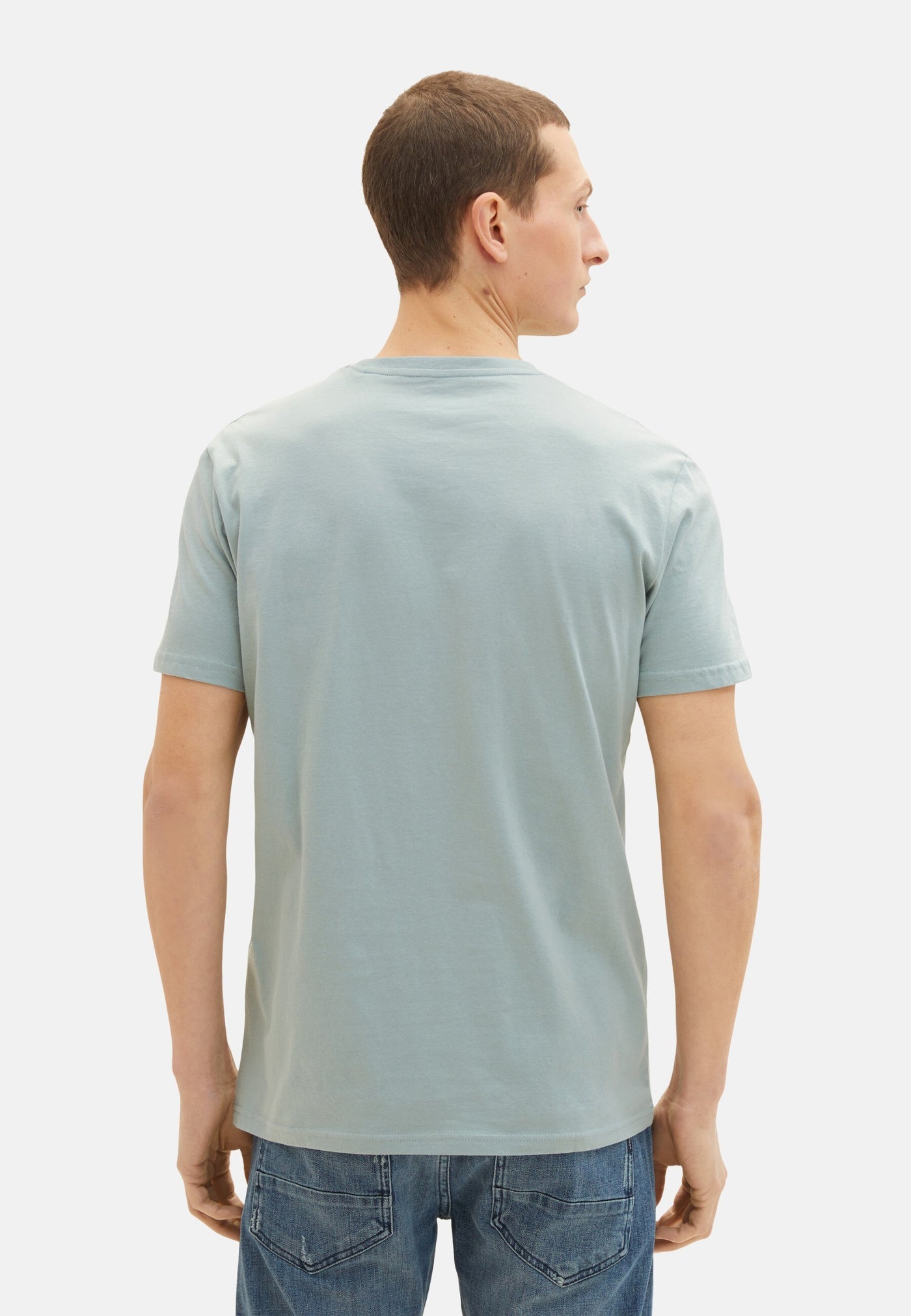 Tom Tailor Unifarbenes Kurzarm T-Shirt mit Rundhalsausschnitt und Label-Print