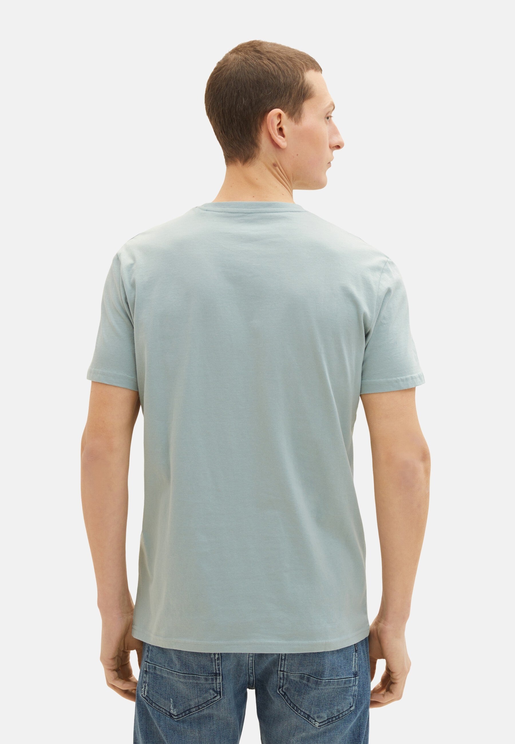 Tom Tailor Unifarbenes Kurzarm T-Shirt mit Rundhalsausschnitt und Label-Print