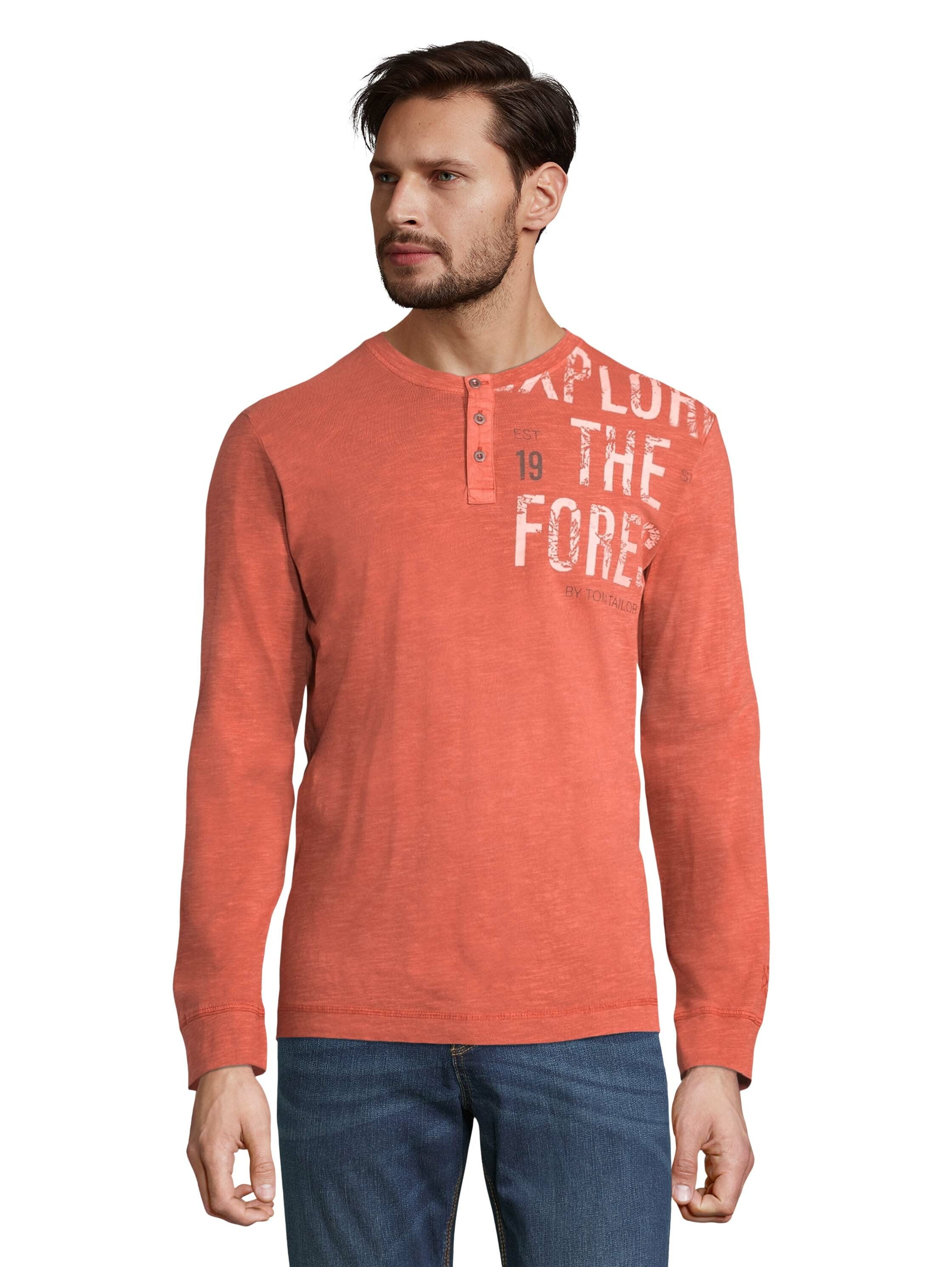 Tom Tailor Langarmshirt mit Print und Henleyausschnitt