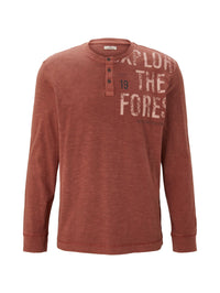 Tom Tailor Langarmshirt mit Print und Henleyausschnitt