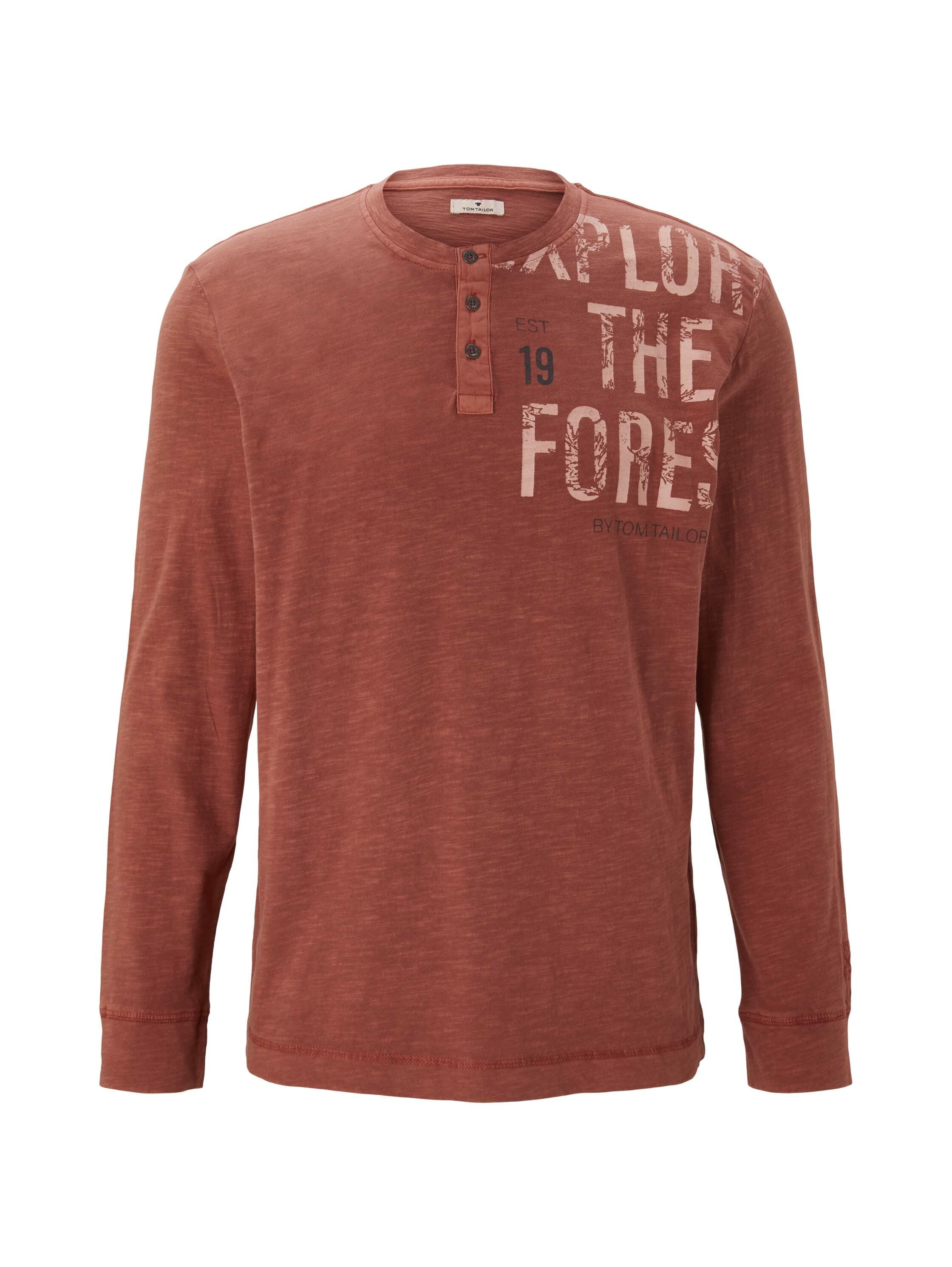 Tom Tailor Langarmshirt mit Print und Henleyausschnitt