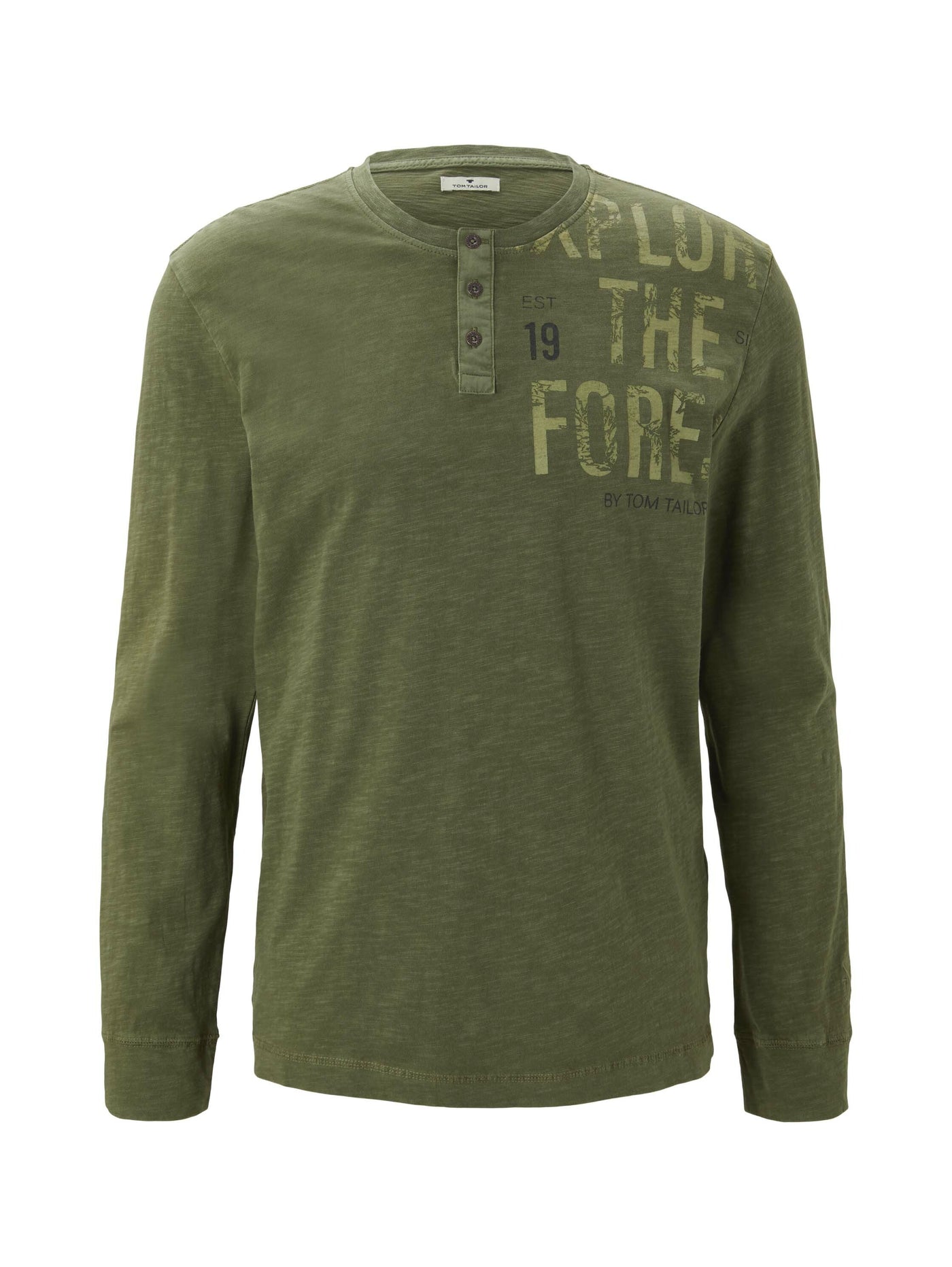 Tom Tailor Langarmshirt mit Print und Henleyausschnitt