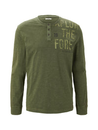 Tom Tailor Langarmshirt mit Print und Henleyausschnitt