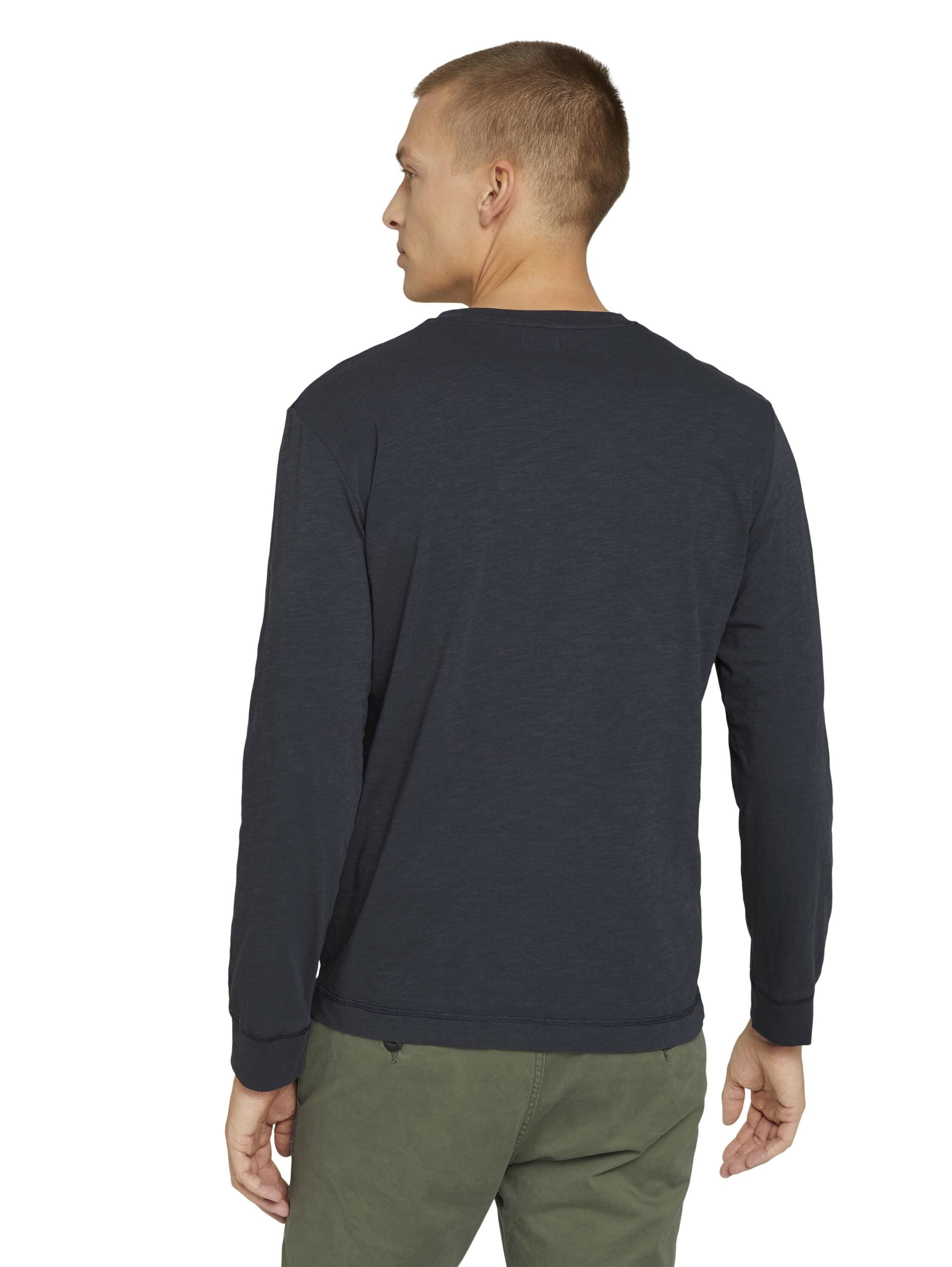 Tom Tailor Langarmshirt mit Print und Henleyausschnitt