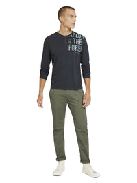 Tom Tailor Langarmshirt mit Print und Henleyausschnitt