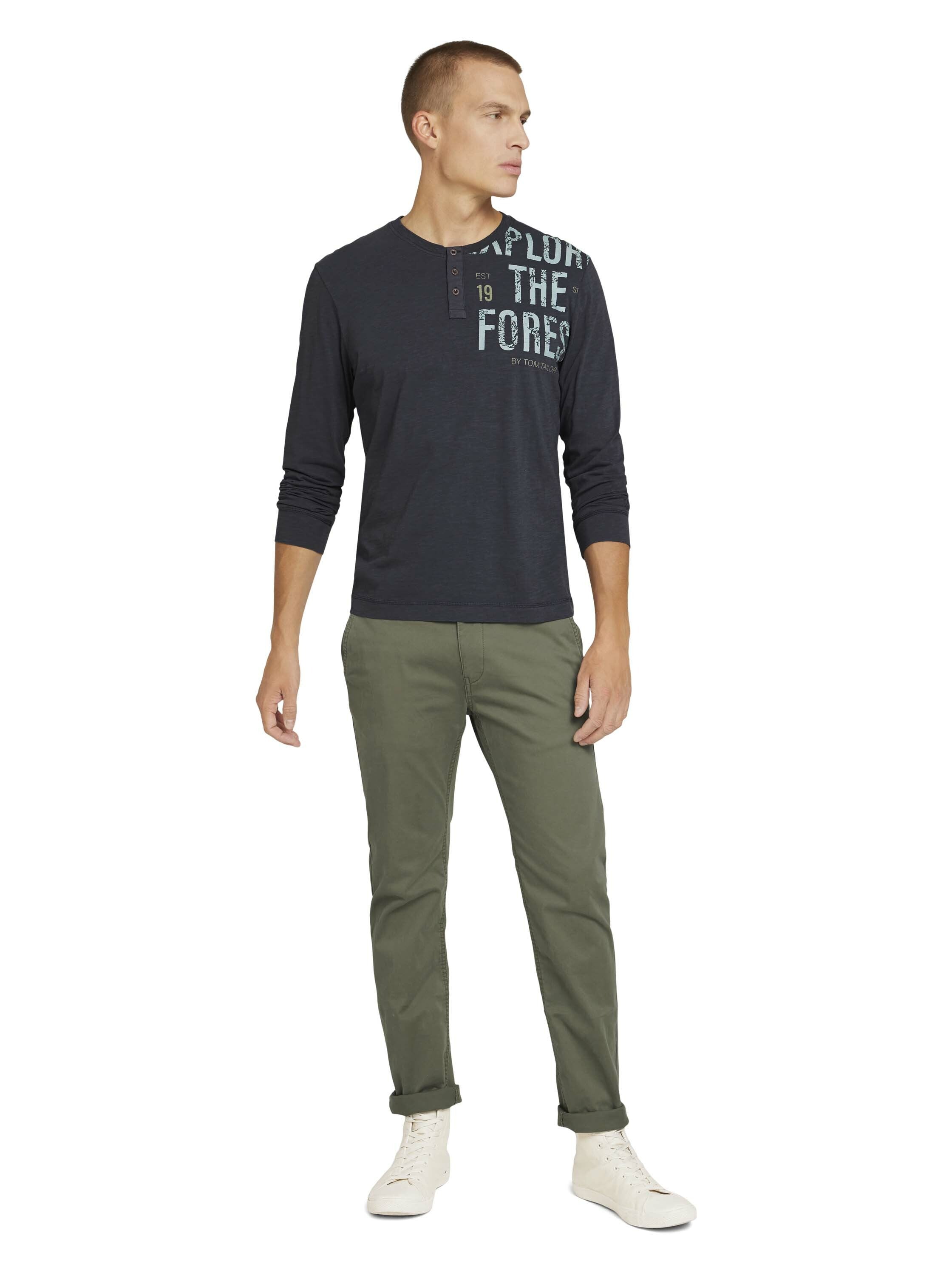 Tom Tailor Langarmshirt mit Print und Henleyausschnitt