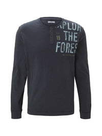 Tom Tailor Langarmshirt mit Print und Henleyausschnitt