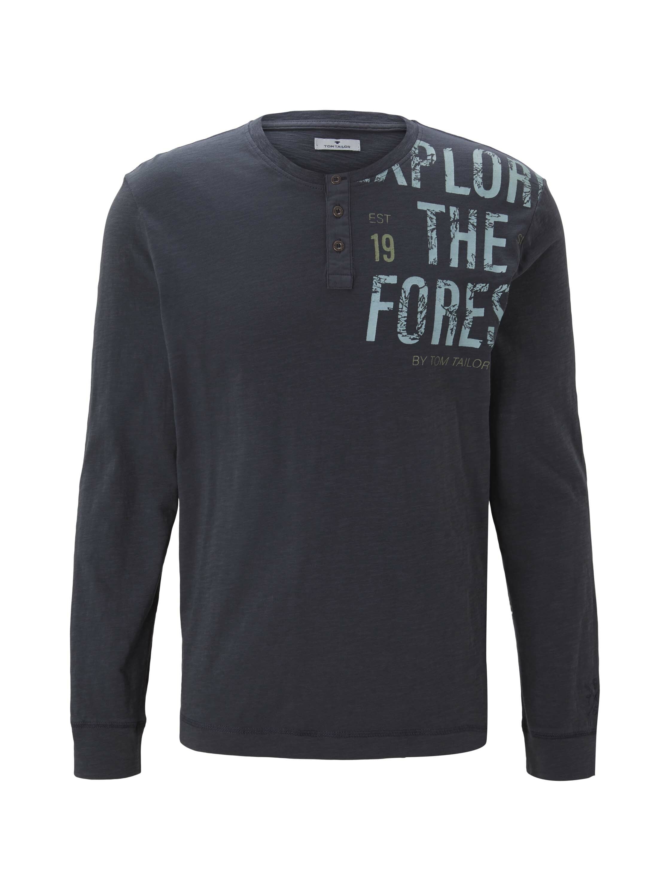 Tom Tailor Langarmshirt mit Print und Henleyausschnitt