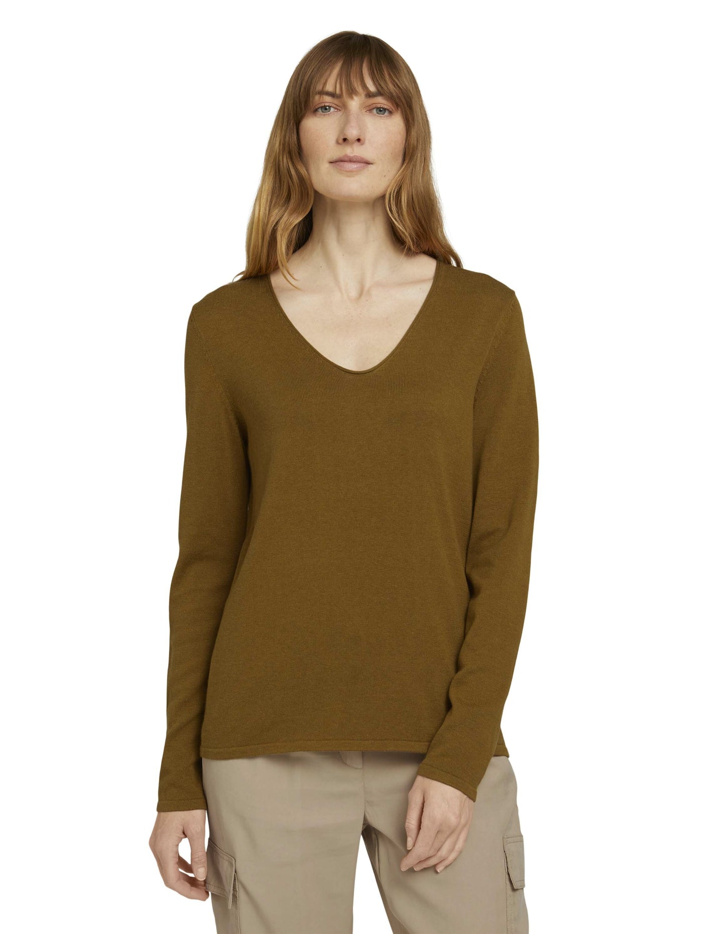 Tom Tailor Langärmliger Pullover mit V-Ausschnitt