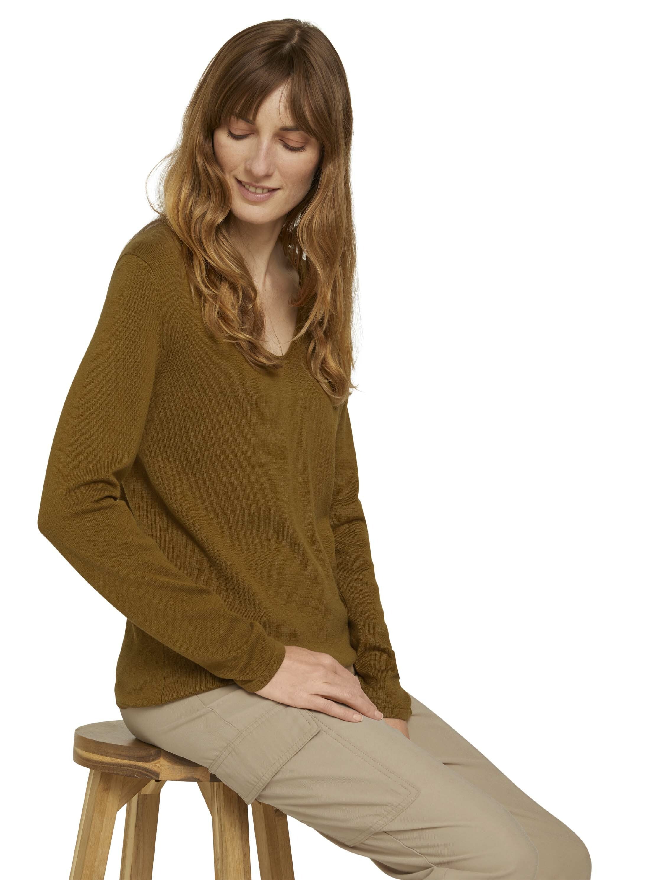 Tom Tailor Langärmliger Pullover mit V-Ausschnitt