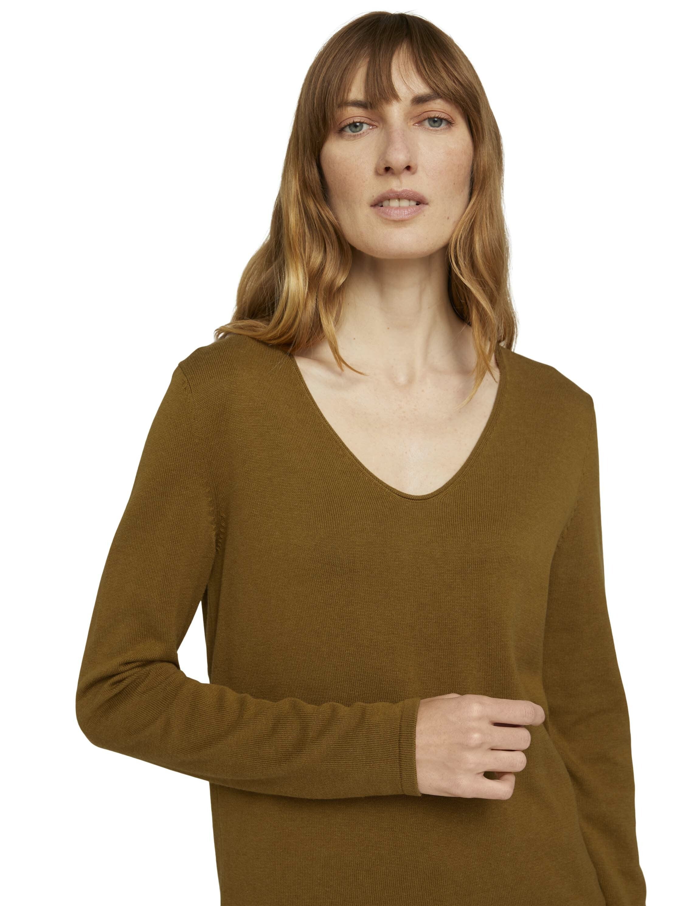 Tom Tailor Langärmliger Pullover mit V-Ausschnitt