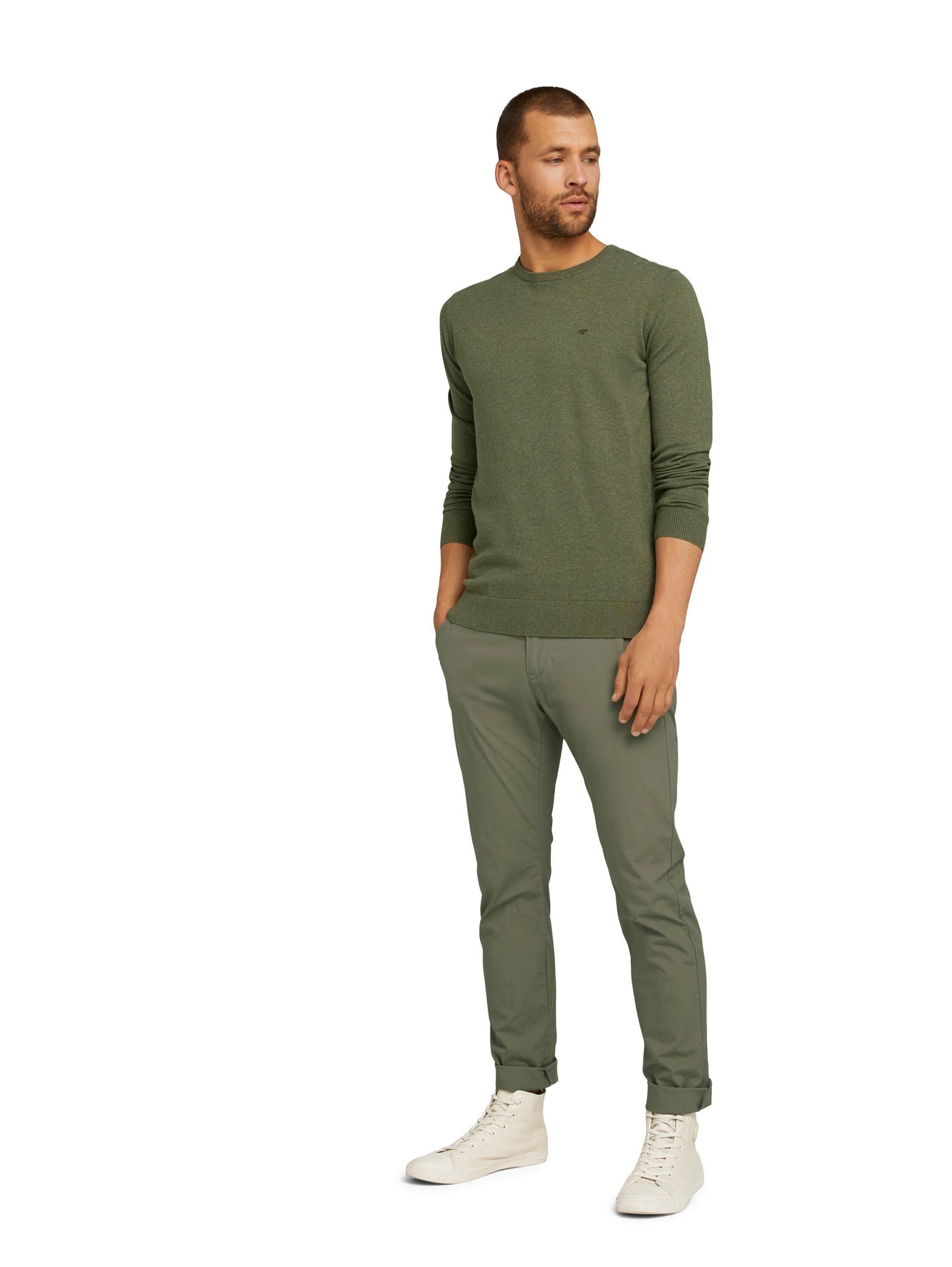 Tom Tailor Melierter Strickpullover Rundhalsausschnitt
