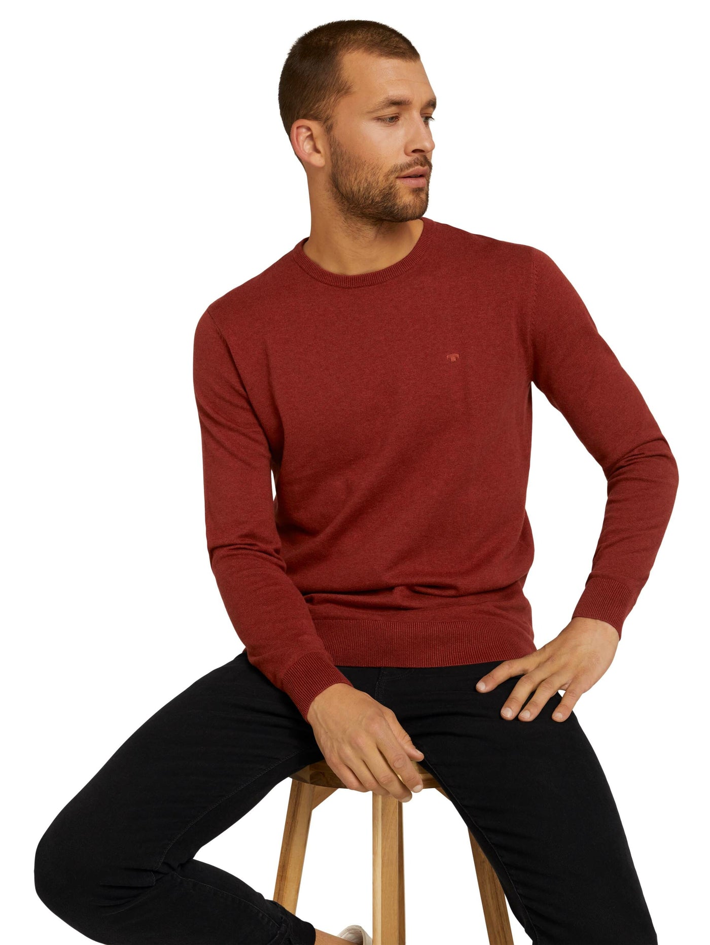 Tom Tailor Melierter Strickpullover Rundhalsausschnitt