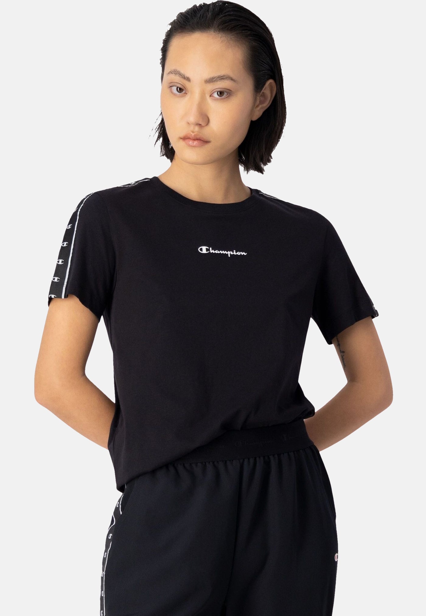 Champion Rundhals-T-Shirt aus Baumwolle mit Logo-Bandeinsatz