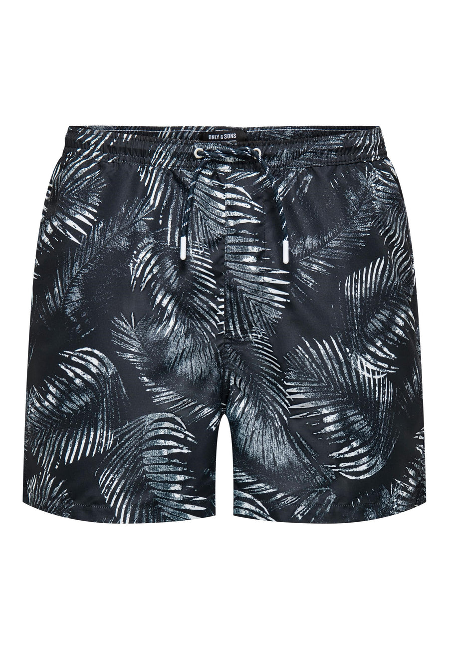 Only & Sons Ted Life Leafes Swimshorts mit Tunnelzug