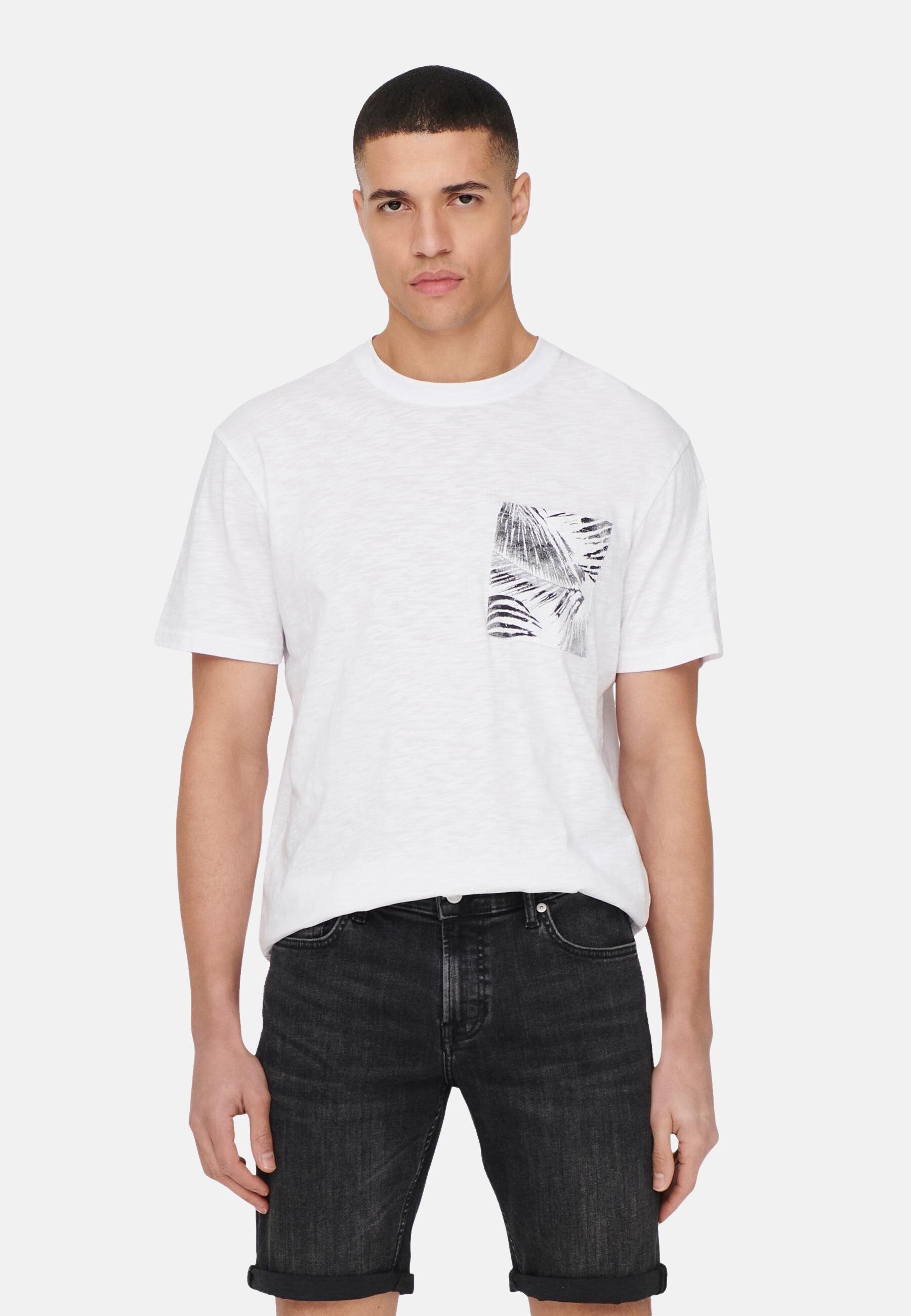 Only & Sons Perry Life Reg Leaf Kurzarmshirt mit Brusttasche