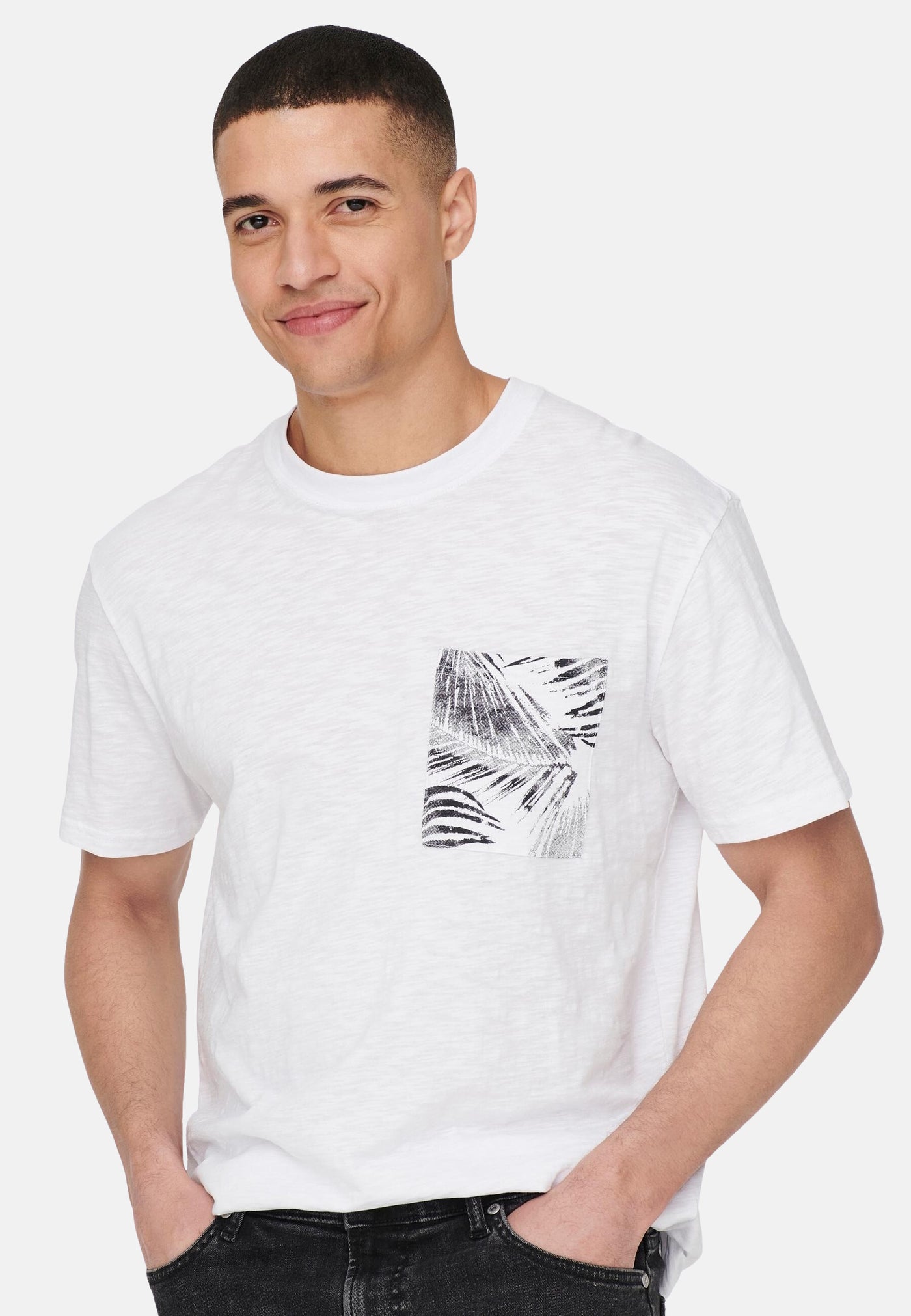 Only & Sons Perry Life Reg Leaf Kurzarmshirt mit Brusttasche