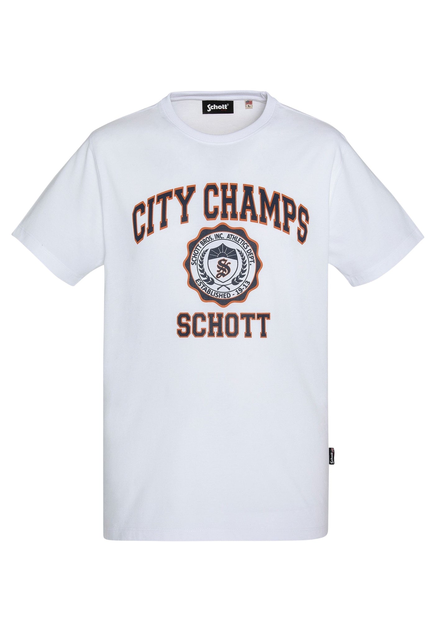 Schott Kurzarmshirt mit Rundhalsausschnitt und Front-Print