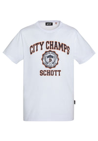 Schott Kurzarmshirt mit Rundhalsausschnitt und Front-Print
