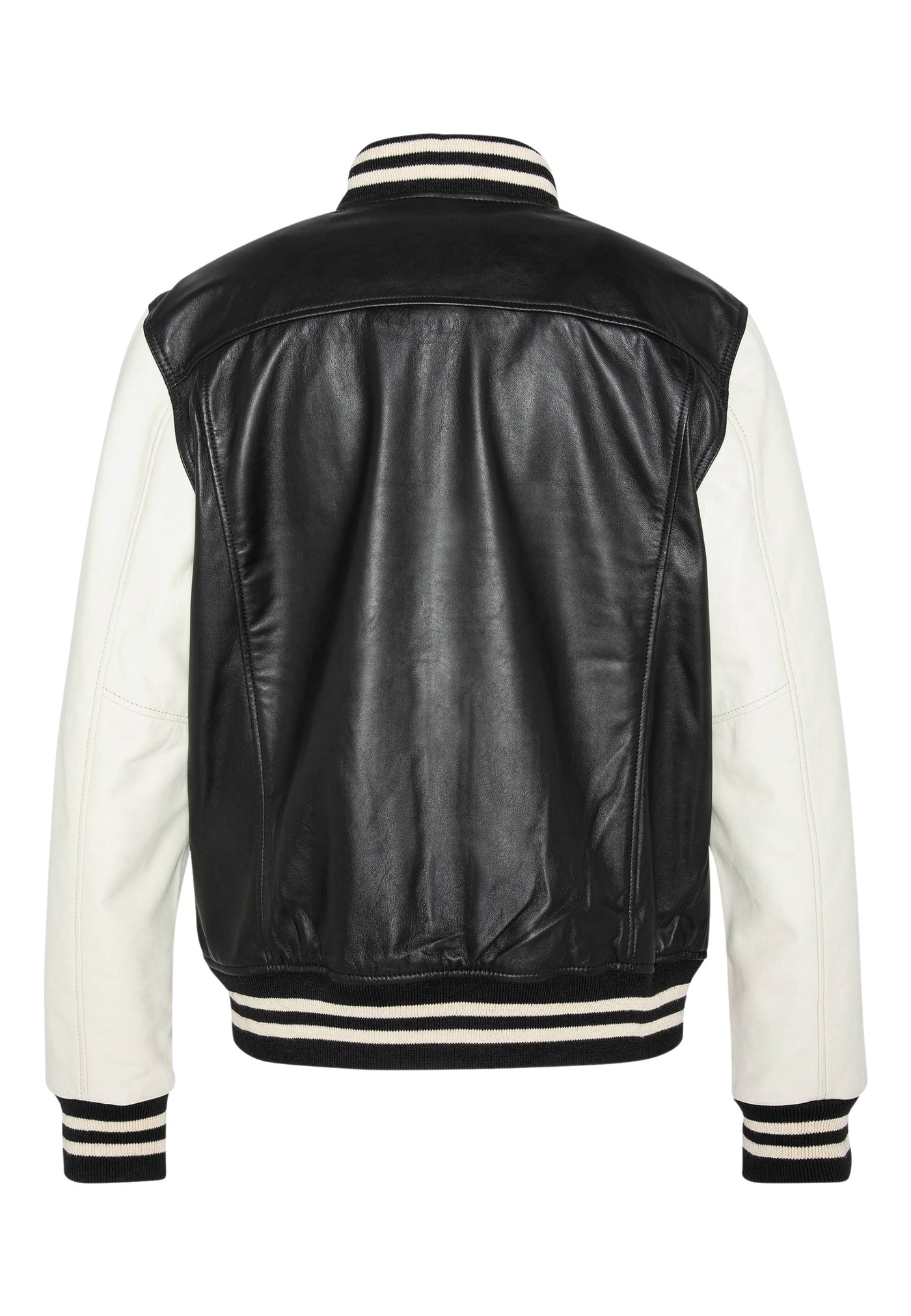 Schott Jacke im College-Stil aus Leder mit farblich abgesetzten Ärmeln