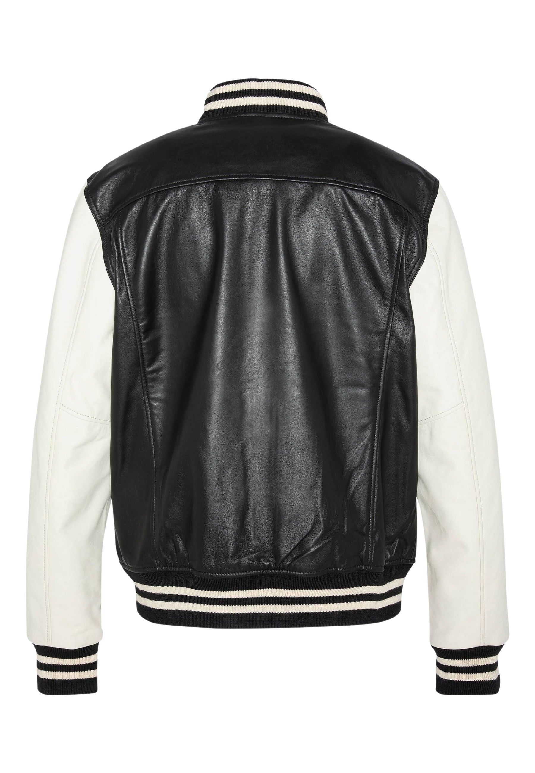 Schott Jacke im College-Stil aus Leder mit farblich abgesetzten Ärmeln