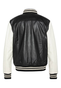 Schott Jacke im College-Stil aus Leder mit farblich abgesetzten Ärmeln
