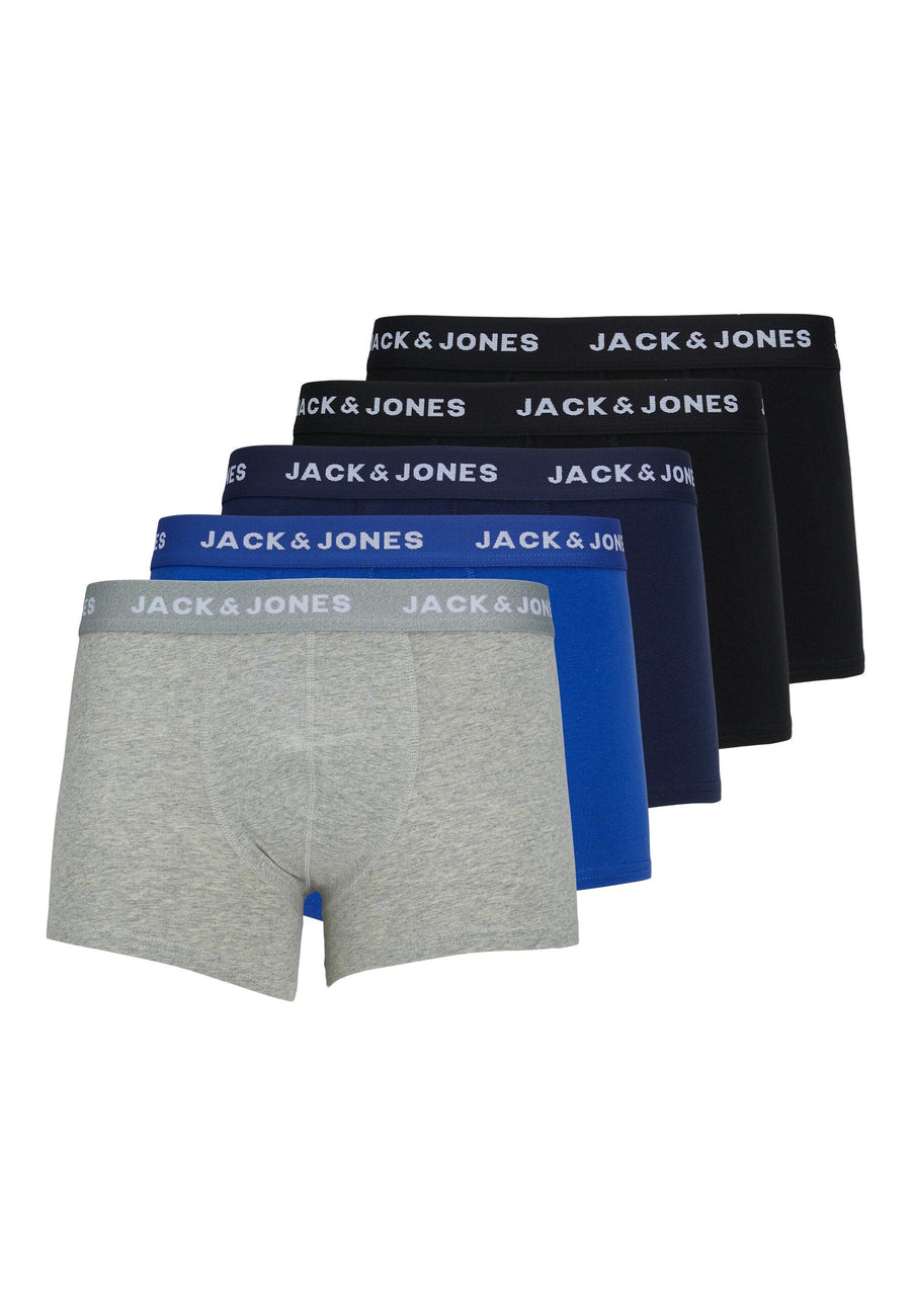 Jack & Jones Boxershorts BASIC PLAIN im 5 Pack mit elastischem Bund und Logoprint