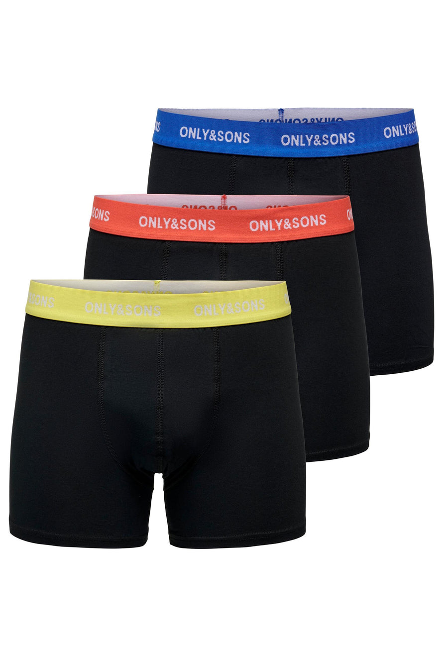 Only & Sons Boxershorts ONSFITZ SOLID im 3 Pack mit elastischem Bund und Logoprint